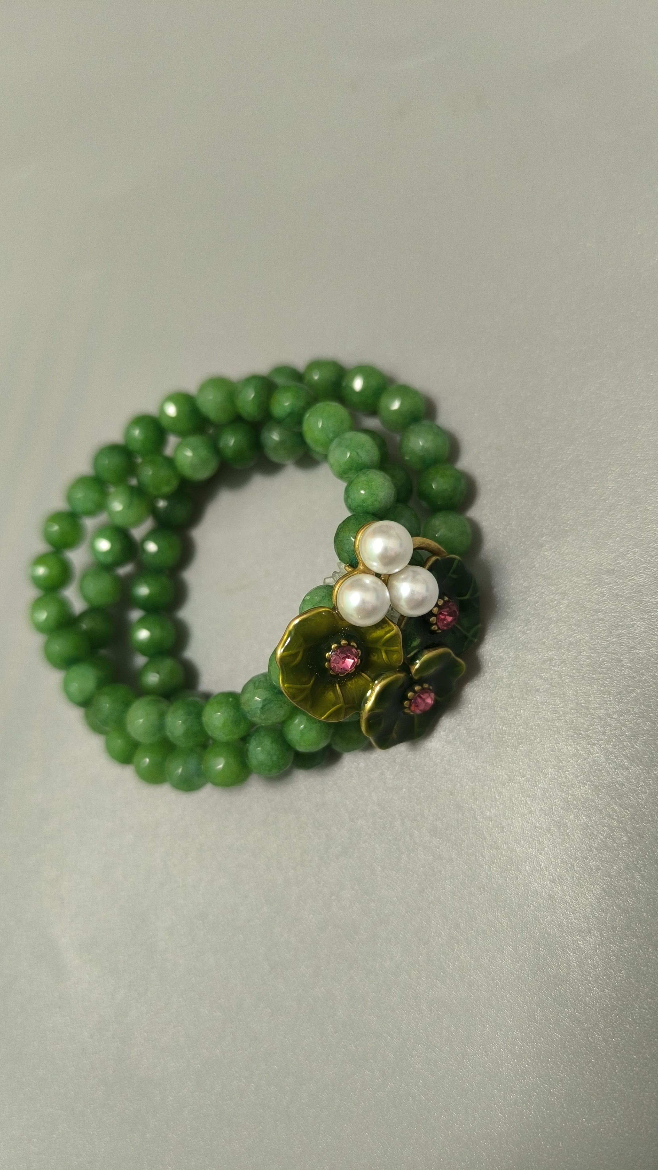 Chinese style green  floral beads bracelet