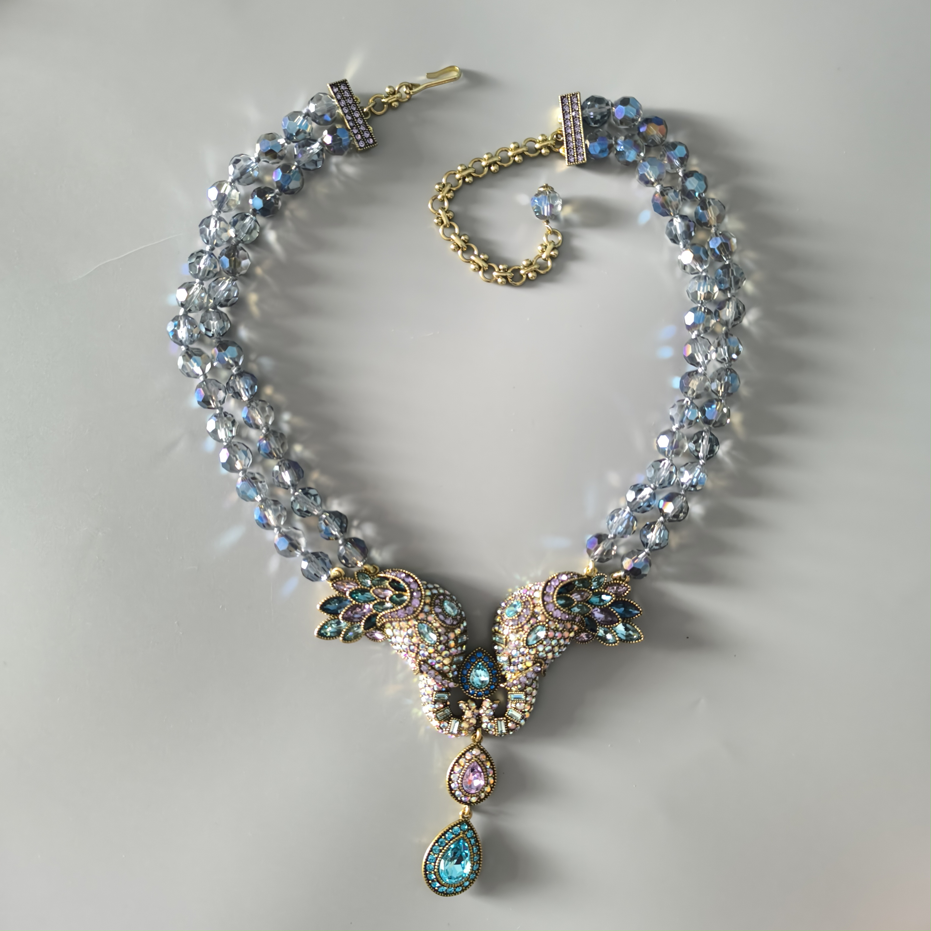 hot sale peacock pendant artificial diamond necklace