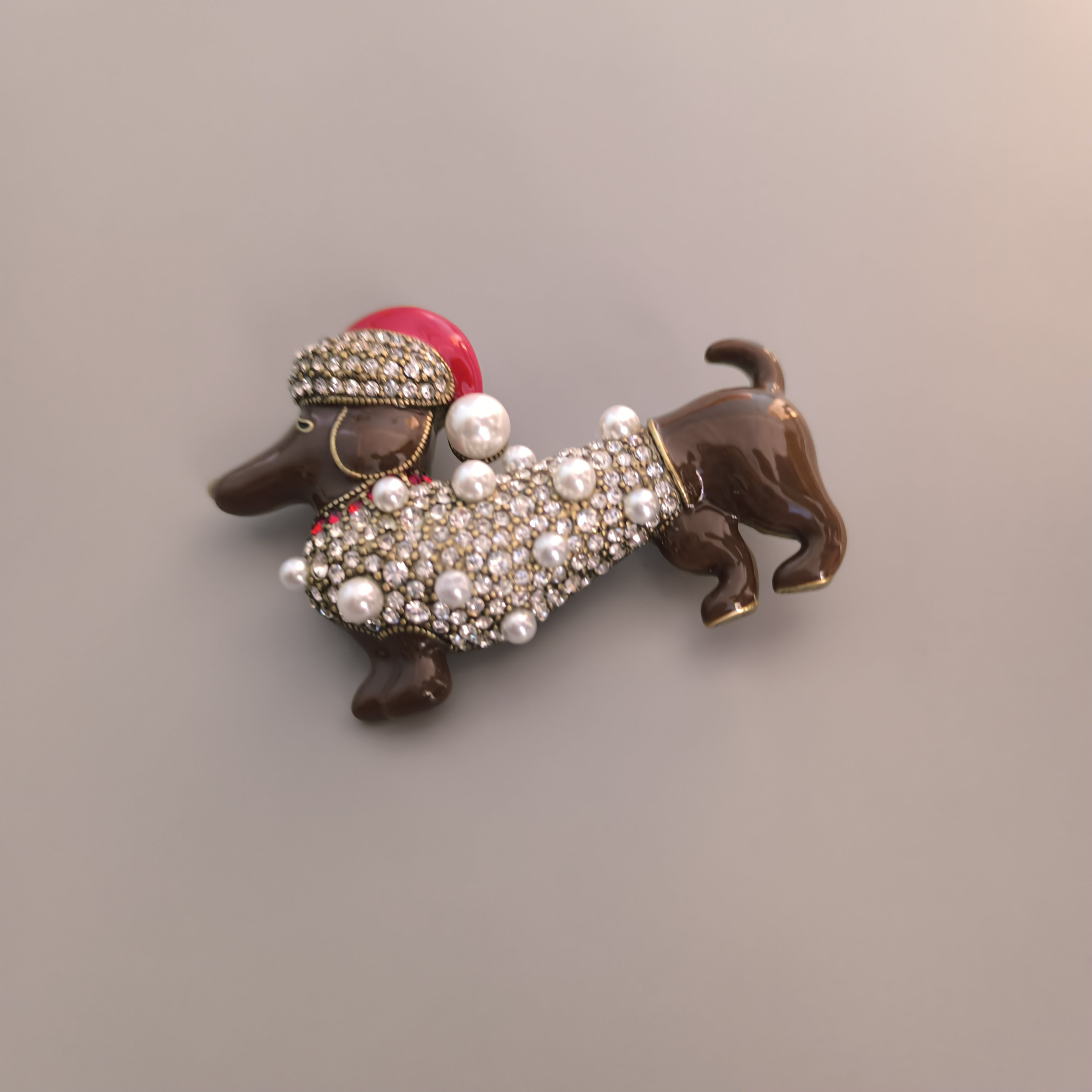 special little dog brooch with beads