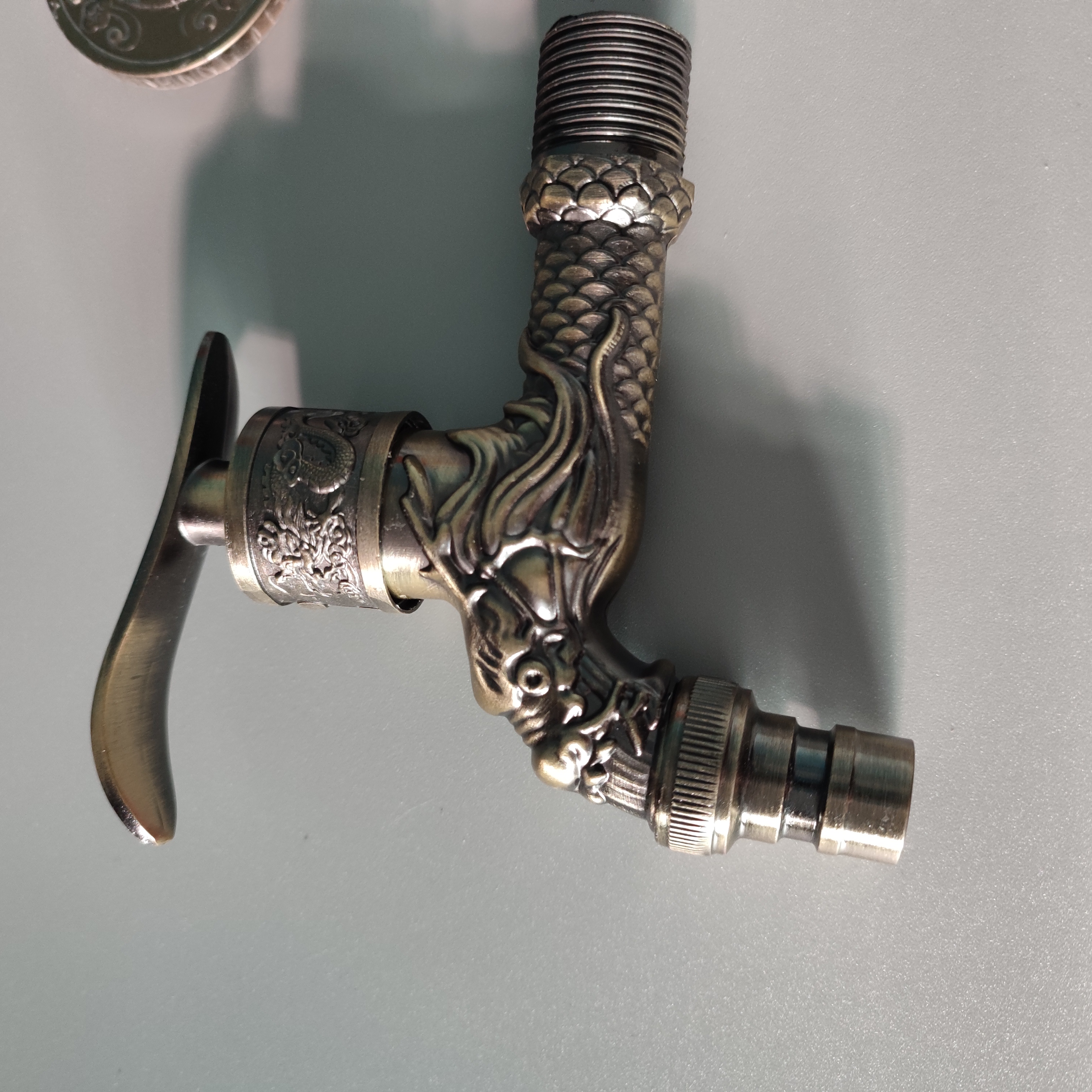 G1/2 dragon pattern metal alloy sink fast on tap garden faucet